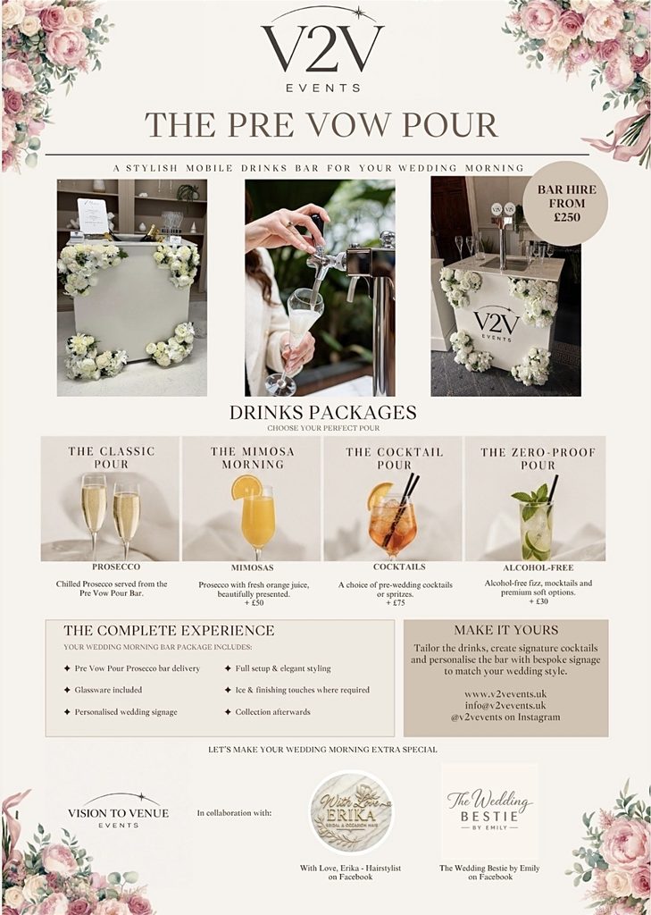 Packages pre vow pour bar flyer